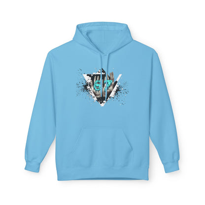 Blue Heart Splash Hoodie — Teal Grunge Heart Graphic Hoodie