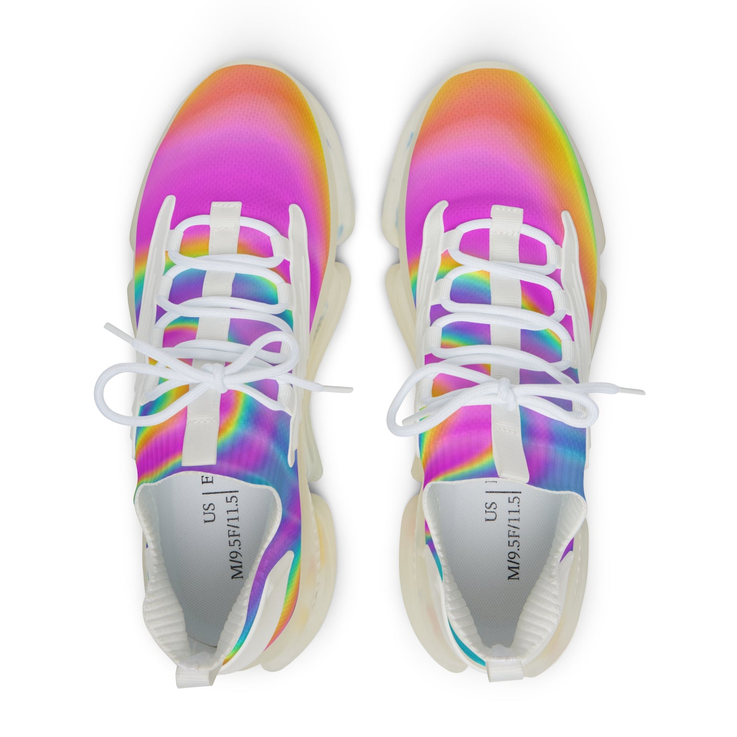 Rainbow Gradient Mesh Sneakers — Men’s Lightweight Athletic Shoes