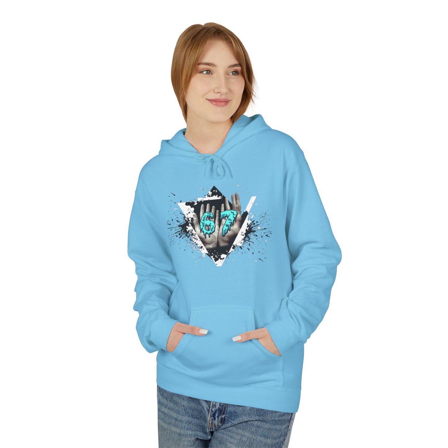 Blue Heart Splash Hoodie — Teal Grunge Heart Graphic Hoodie
