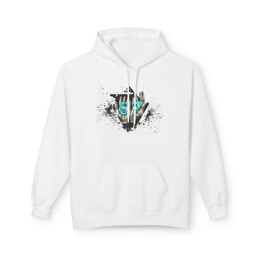 Blue Heart Splash Hoodie — Teal Grunge Heart Graphic Hoodie
