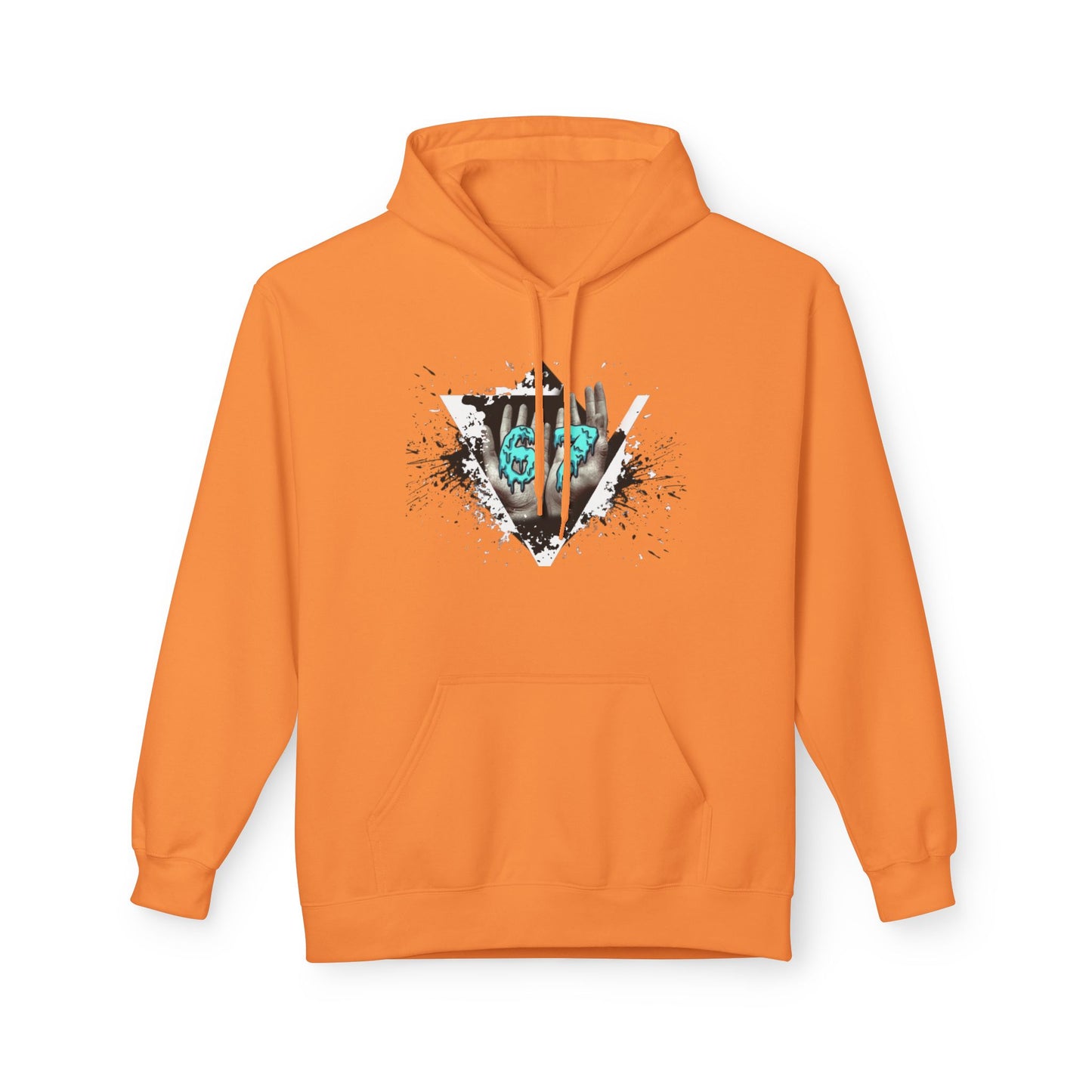 Blue Heart Splash Hoodie — Teal Grunge Heart Graphic Hoodie
