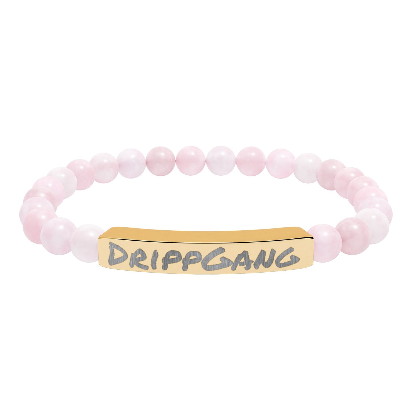Engraved Natural Stone Stretch Bar Bracelet — "DRIPGANG" Beaded Bracelet