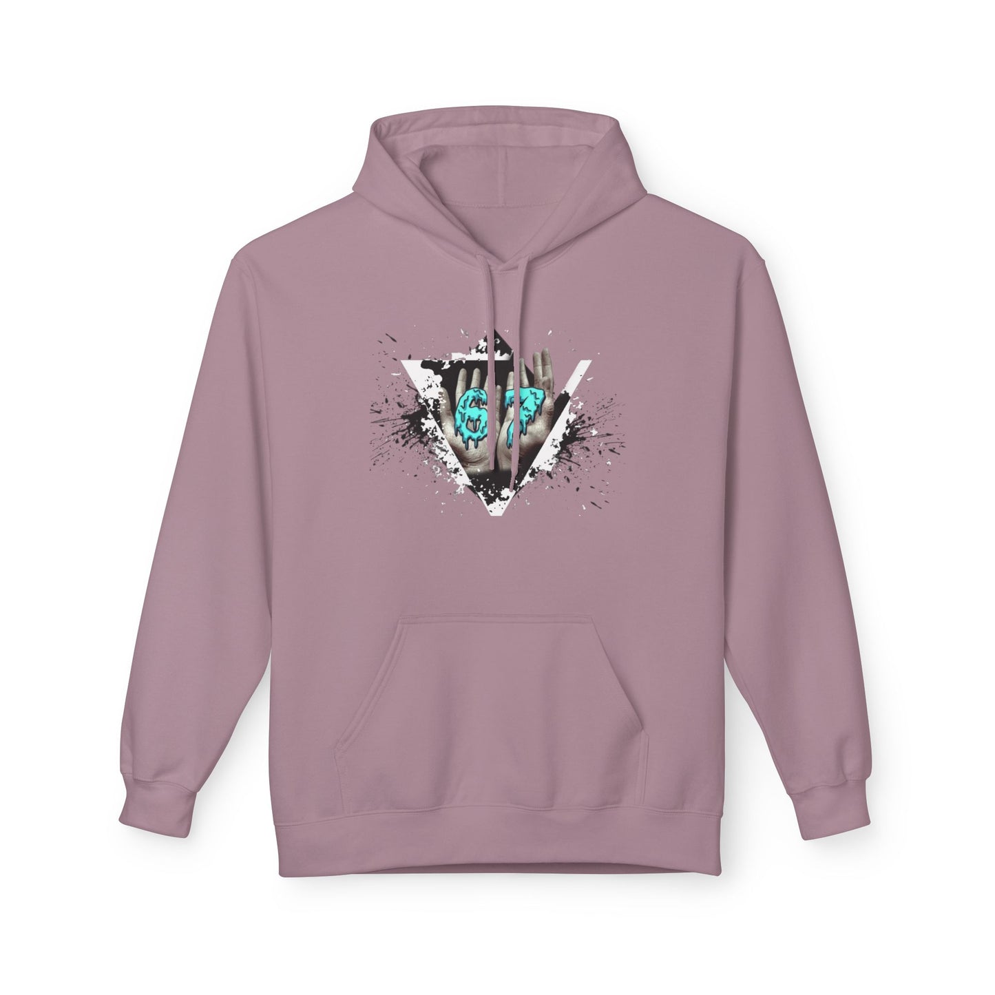 Blue Heart Splash Hoodie — Teal Grunge Heart Graphic Hoodie