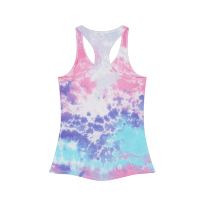 Tie-Dye "Dripp Gang" Racerback Tank Top — Pastel Teddy Graphic Summer Tank