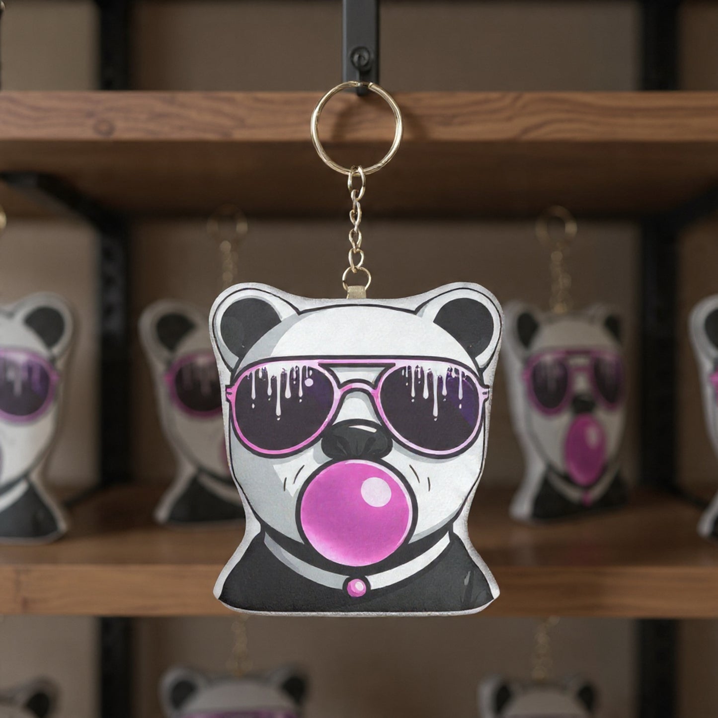 Bubble Gum Dripp Bear Plush Keychain – Custom Shape Plush Keychain